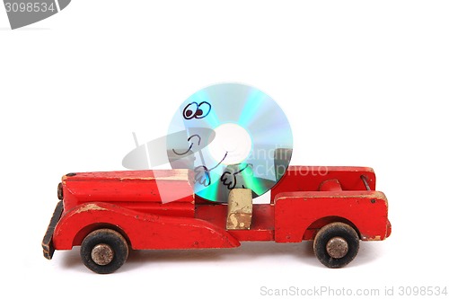 Image of DVD is driving old car 