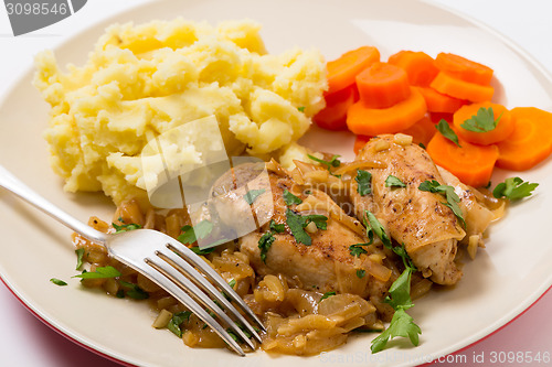 Image of Chicken in almond sauce with fork