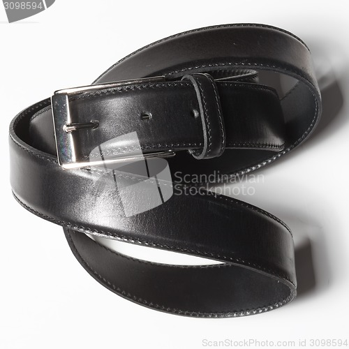 Image of Black belt with a simple buckle on white background