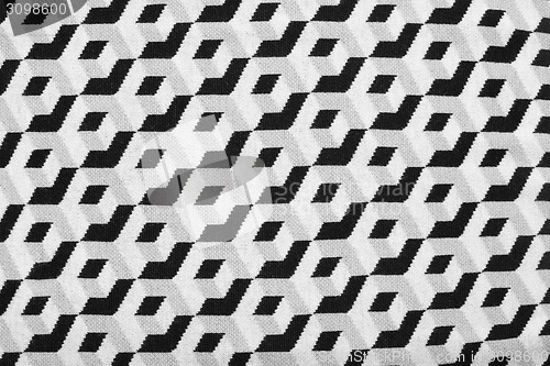 Image of abstract geometric black and white print on fabric