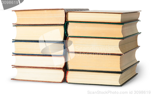 Image of Two stacks of old books rotated