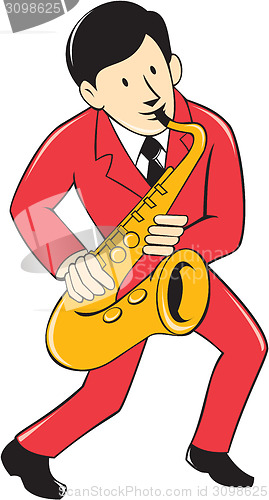 Image of Musician Playing Saxophone Cartoon