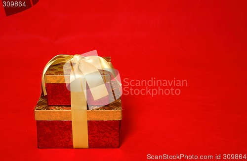 Image of Wrapped present on a red background