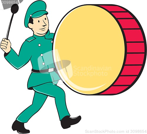 Image of Marching Band Drummer Beating Drum