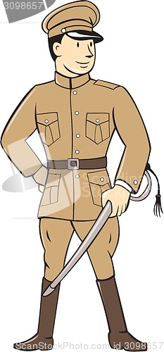 Image of World War One British Officer Standing Cartoon 