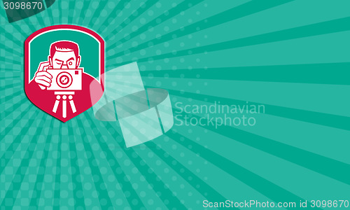 Image of Business card Photographer Shooting Camera Shield Retro