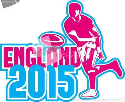 Image of Rugby Player Passing Ball England 2015 Retro