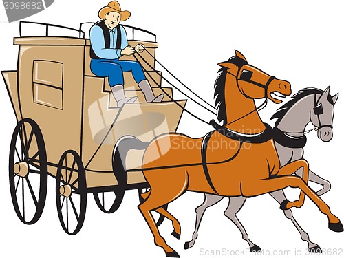 Image of Stagecoach Driver Horse Cartoon