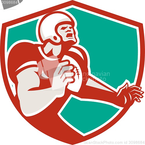 Image of American Football Player Angry Shield Retro