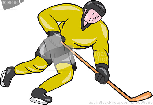 Image of Ice Hockey Player In Action Cartoon