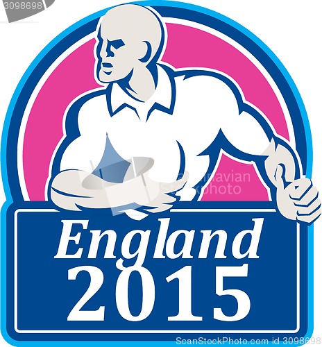 Image of Rugby Player Running Ball England 2015 Retro
