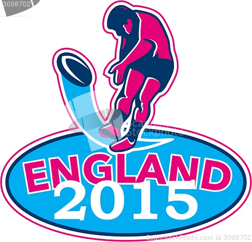 Image of Rugby Player Kicking Ball England 2015 Retro
