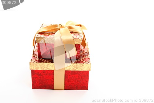 Image of Red and gold gift boxes