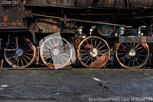 Image of Wheels of an old train