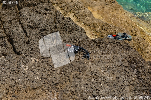 Image of Diving gear on the beach