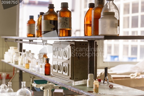 Image of Laboratory with a lot of bottles