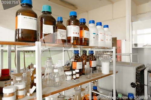 Image of Laboratory with a lot of bottles