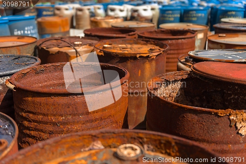 Image of Several barrels of toxic waste 