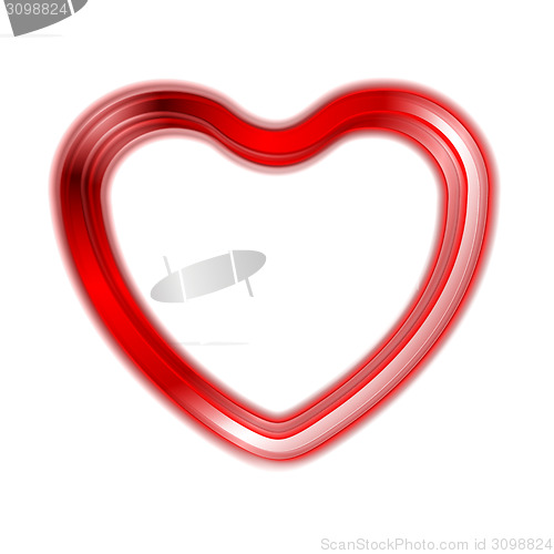 Image of Red glow heart on white background