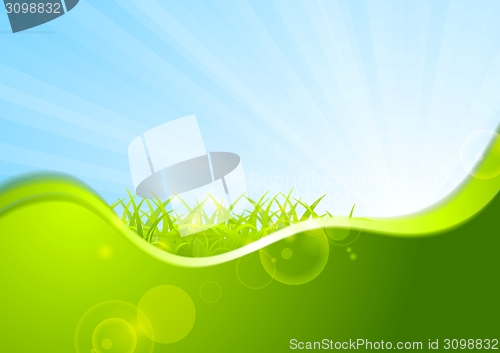 Image of Summer background with wave and grass