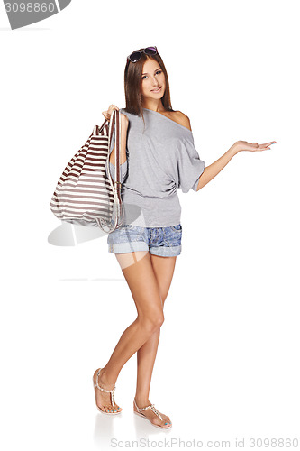 Image of Summer girl  showing blank copy space