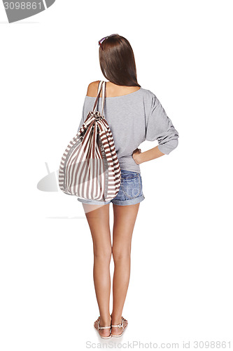Image of Back view girl with backpack