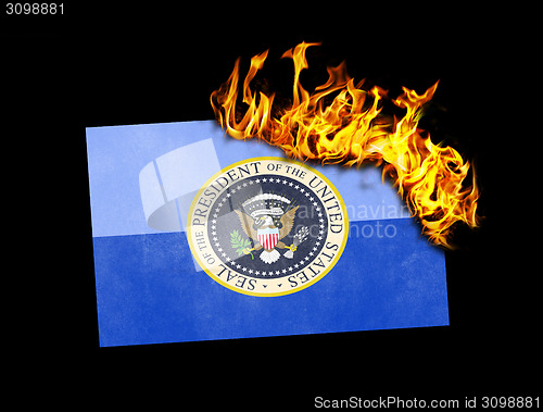 Image of Flag burning - Presidential seal