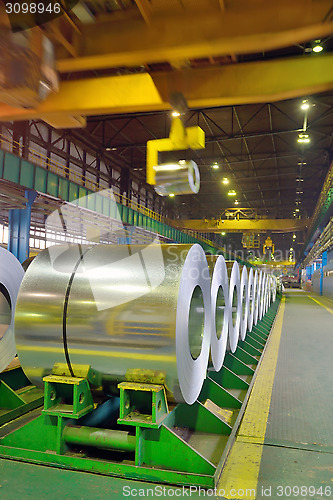 Image of rolls of steel in a steel plant