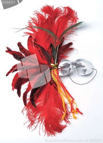 Image of mask with feathers