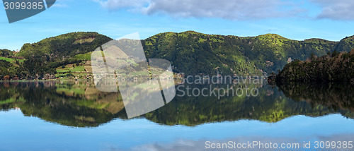 Image of Beautiful Mountain Landscape with Lake and Forest