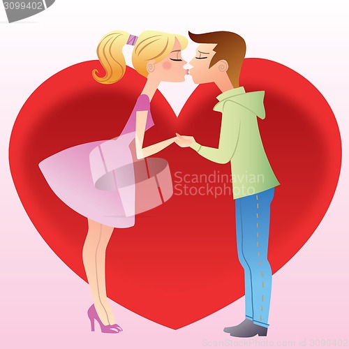 Image of First kiss a girl and boy