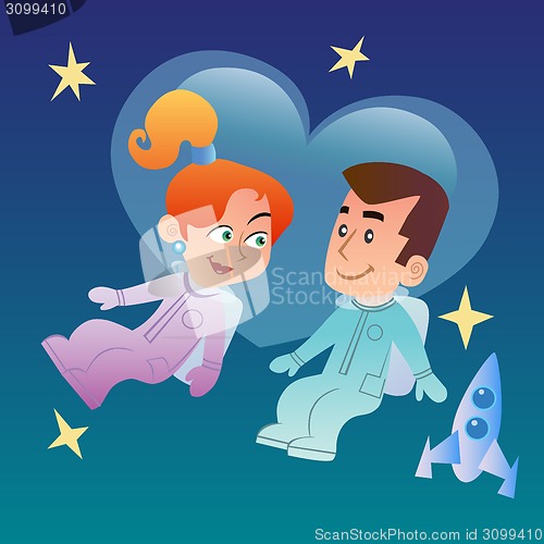 Image of Couple in love in space