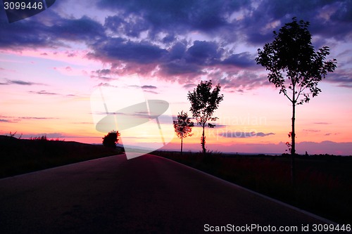 Image of sunset on the road 