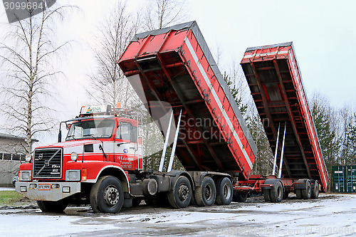 Image of Volvo N12 Truck with Tipping Trailers Up