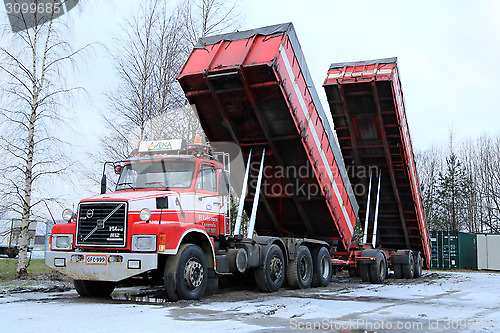 Image of Volvo N12 Truck and Tipping Trailers Upwards