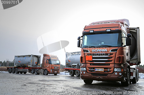 Image of Scania R500 and Volvo FH Tank Trucks Haul Flammable Goods