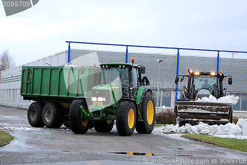 Image of Winter Snow Removal with John Deere and Valtra Tractors