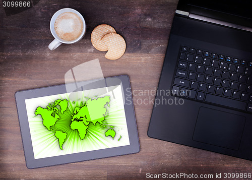 Image of World map on a tablet