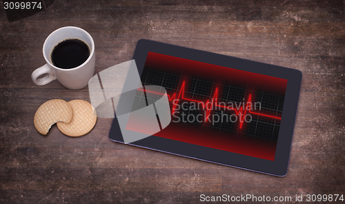 Image of Electrocardiogram on a tablet - Concept of healthcare