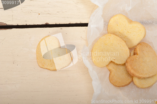 Image of heart shaped shortbread valentine cookies