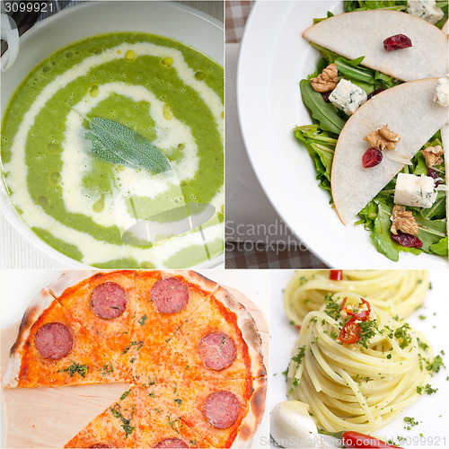 Image of healthy and tasty Italian food collage