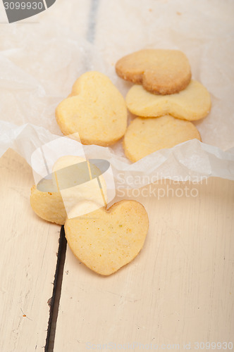 Image of heart shaped shortbread valentine cookies