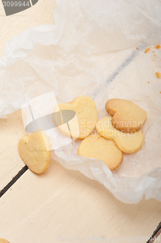 Image of heart shaped shortbread valentine cookies