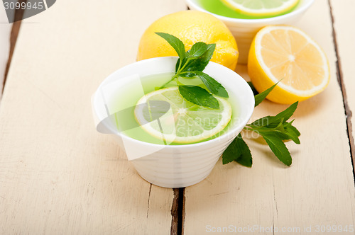 Image of mint infusion tea tisane with lemon