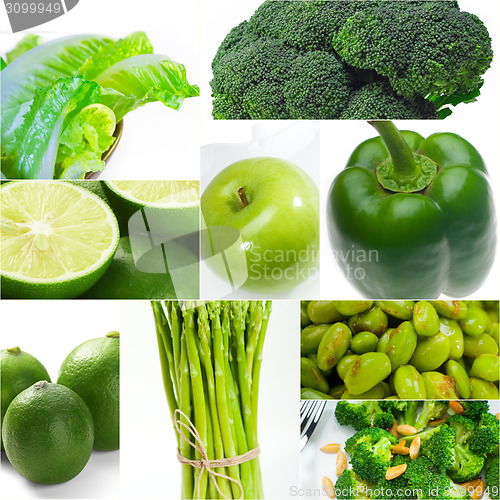 Image of green healthy food collage collection