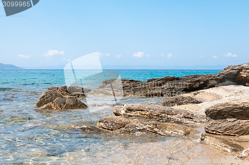 Image of sea and volcanic rocky shore