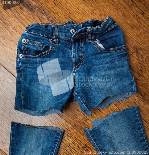 Image of cut old jeans