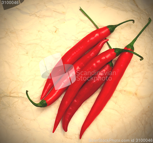 Image of chili pepper on a old paper surface