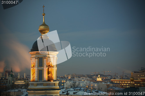 Image of Moscow, Russia, Orthodox Temple at Evening Time