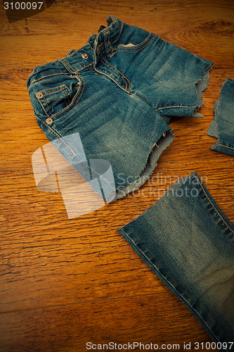 Image of cut old jeans